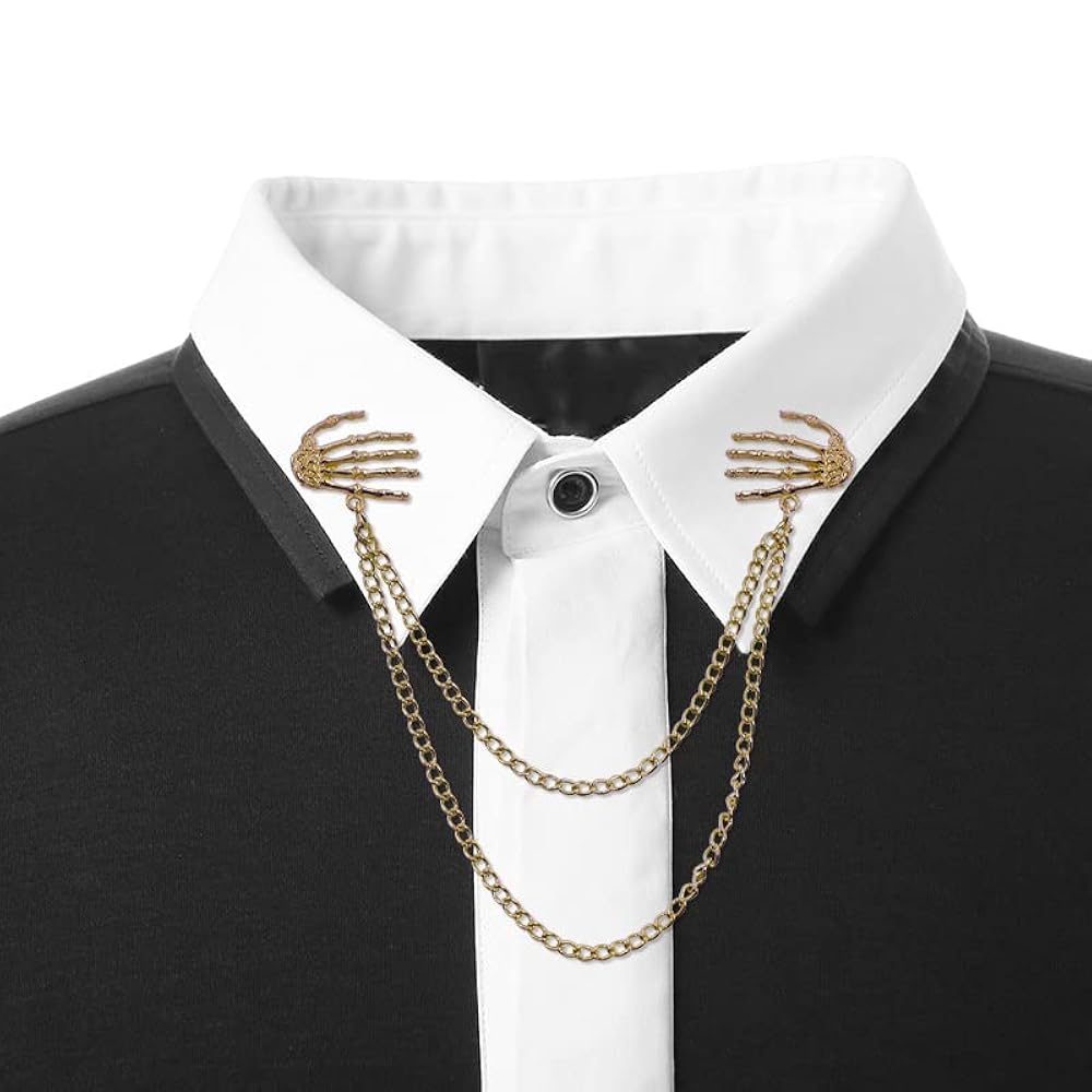 Amazon.com: Skull Chains Brooch Collar Pin,Punk Chain Tassel